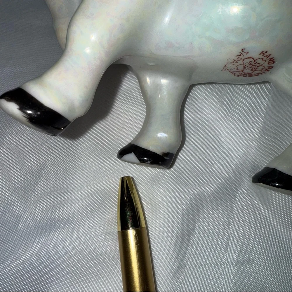 Rare Vintage Porcelain‎ Cow Creamer Hand Painted Gold Accents Cow Lovers Gift